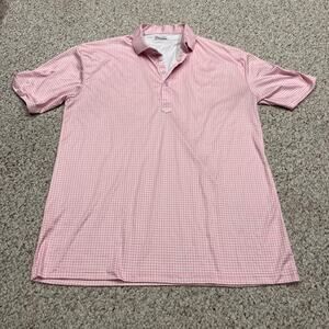 Collars & Co Dress Collar Polo Shirt Sz XL Pink White Plaid Mens Preppy Casual